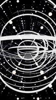 Abstract background with white narrow lines and dots moving on black background, monochrome. Animation. Rotating circles of shining light, seamless loop. video