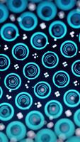 Texture with many small, digital spinning blue circles and moving dots on dark blue background. Close up for abstract electronic scheme with rotating neon circles. video