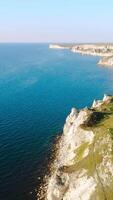Top view of rocky beach in the sunshine day. Shot. Top view of the rocky beach on a Sunny day video