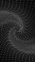 Waving abstract volume texture in endless motion on black background, seamless loop. Distorted space with white lines moving slowly, monochrome. video