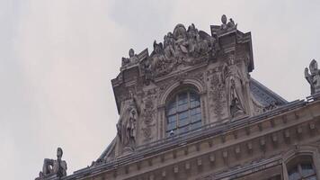 European walk and sightseeing. Action. Cities with huge buildings made of sculptures and a view of the bright sky. video