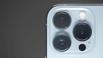 New iPhone. Action. New technology development concept with three cameras and new packaged box. Use for editorial only. video