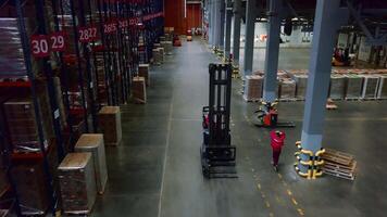 Serbia- Belgrade, 10.12.2022. Continuous flow of work in the warehouse. Creative. Running people with goods putting them on different racks for further transportation. video