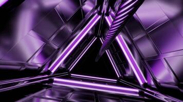 Pale purple triangular tunnel. Design. Light animation with a triangular corridor that moves in abstraction. video