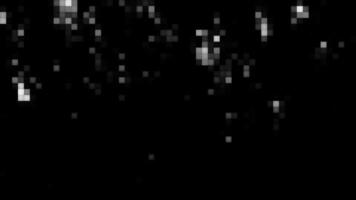 Gray and red background. Motion. Bright squares in pixels on a black background moving in different directions in 3D format. video