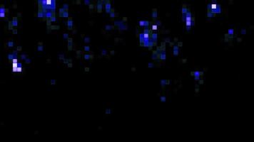 Colorful blurred squared particles moving and blinking on a black background. Motion. Design of a retro game. video