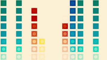 Light background with multicolored squares. Motion.Multicolored small squares in a row run in different directions in the animation. video