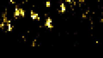Colorful blurred squared particles moving and blinking on a black background. Motion. Design of a retro game. video