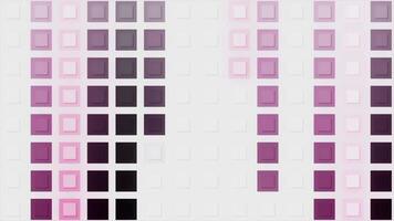 Moving squares for transitions. Motion. Pixel squares move in computer style on white background. Pixel transitions from colorful squares video
