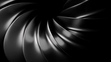 Abstract art with surreal 3d machinery industrial turbine jet engine. Design. Monochrome wheel or circular saw in spherical spiral twisted shape with sharp fractal blades. video