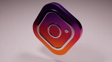 3d spinning Instagram logo , icon or symbol animation. Design. Concept of Social Media, social network, instagram trends. For editorial use only. video