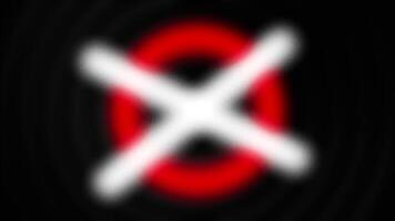 White crossed stripes in front of a red circles on a black background. Motion. Blurred protest sign. video