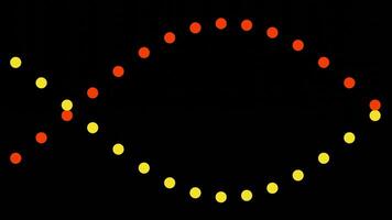 Red and yellow dotted bending lines creating effect of infinity sign. Design. Endless motion of dotted stripes. video