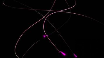 Curved vertical lines with moving balls. Design. Metal spiral lines with moving balls on black background. Balls descend along curved lines video