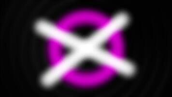 Pixel background. Motion. Dark background in animation where multi-colored circles are crossed out with one cross sign. video