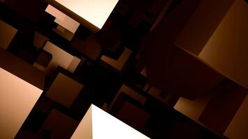 Moving in the dark 3d cubes. Design. Stream of cubes flying slowly with the game of light and shadow effect. video