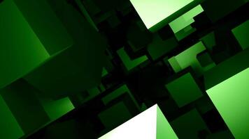 Moving in the dark 3d cubes. Design. Stream of cubes flying slowly with the game of light and shadow effect. video