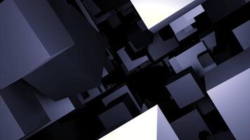 Purple and gold squares. Design. Black background with bright animation and large squares that are arranged in a chaotic order. video