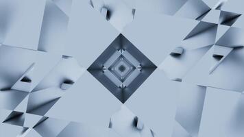Abstract kaleidoscopic pattern with fractal spinning shapes. Design. Rotating rhombuses and squares symmetrical pattern. video