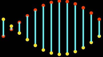Simple animation of moving dna. Design. Beautiful rotating dna structure of lines and dots. Colorful cartoon dna rotates on black background video