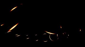 Dark background. Design. Gold large rings that rotate in a circle made in computer graphics. video