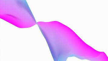 Pink and blue waving tape on a white background. Design. Colorful fabric with gradient effect swaying in the wind. video