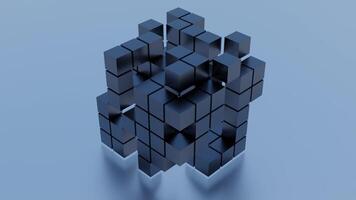Grey background. Motion. A light cube-toy that needs to be assembled understands animation on its own. video