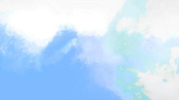 White clouds move on colored background. Motion. 3D animation of moving white clouds in space. 3D clouds or thick fog move with blur. Effect of memories or foggy mind video