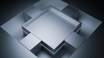 Soft green and gray background. Design.A large square around which smaller squares move in animation. video