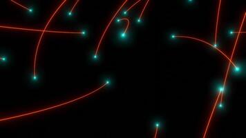 Black background. Design. Red flying laser lines in animation in different directions. video