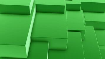 Green and gray background. Design. Spreading squares on the floor creating patterns from lines in 3D. video