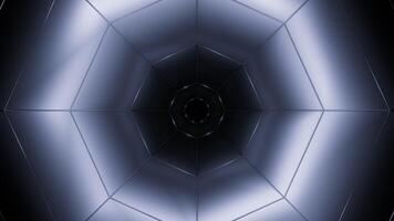 Illusion of moving tunnel with geometric lines. Design. Octagonal figure with lines moves in tunnel. Hypnotic tunnel with geometric shape and lines video