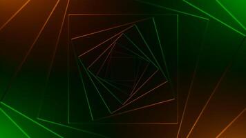 abstrakt futuristisch technologisch Hintergrund mit kontrastieren Beleuchtung ziehen um im ein Kreis. Design. endlos geometrisch Gang. video