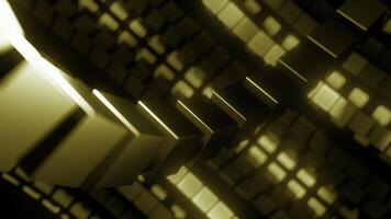 Abstract line of golden metal cubes background. Design. Abstract mechanism of a machine. video