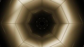 Illusion of moving tunnel with geometric lines. Design. Octagonal figure with lines moves in tunnel. Hypnotic tunnel with geometric shape and lines video