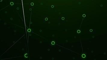 Green and orange dark background. Design.Connected highlighting circles in abstraction that fly in different directions. video
