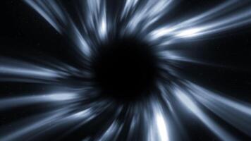 abstract wetenschap fictie energie tunnel in buitenste ruimte. beweging. wormhole reizen door tijd en ruimte. wormhole ruimte vervorming, draaikolk hyperspace tunnel. video