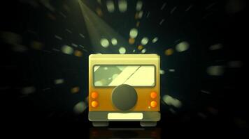 Cartoon 3d bus rides. Motion. Children's animation of moving bus in stream. Bus rides in stream of particles on black background video