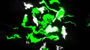 Thunder pulses in colored electrical lines. Motion. Abstract cloud of electric pulses with colorful curved lines. Colored lines with flashing pulses of electricity on black background video