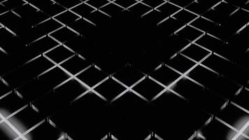 Black and white background with pulsating rings on a checkered backdrop. Design. Pulsation motion of circles and the grid behind. video