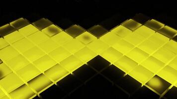 Surfaces with moving flashing squares on black background. Design. Glowing music buttons move in dark. Flashing square buttons glow and move on surface video