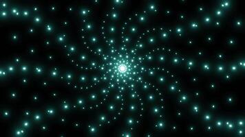 Black background. Design.Bright turquoise circles make up 3d patterns on a dark space. video