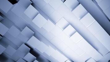 Blue and gray background. Design. Bright squares tightly glued together in 3D format are separated and connected back. video
