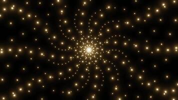 Golden lights on a black background. Design. Light yellow circles in animation on a dark background with different patterns. video