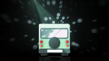 Cartoon 3d bus rides. Motion. Children's animation of moving bus in stream. Bus rides in stream of particles on black background video