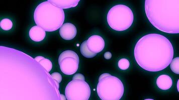 Illuminated blue and purple bubbles. Design. Black background with reflective circles that fill all black space in abstraction. video
