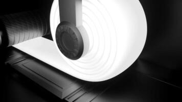 Animated white ribbon. Design. Light abstraction on which a special tool winds the tape. video