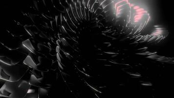 Abstract mechanism with many rows of metal petals. Design. Sharp moving machine with fast blades. video