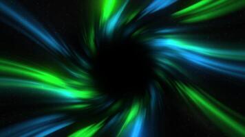 Colorful flow of energy disappears in dark. Motion. Tunnel with moving colorful shadows closes in dark. Spiritual portal made of stream of colorful spots and lines video