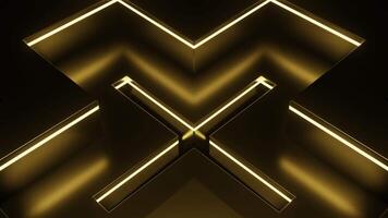 Abstract technology background with bright neon lights. Design. Bright geometric pattern with a cross shape creating optical illusion effect . video